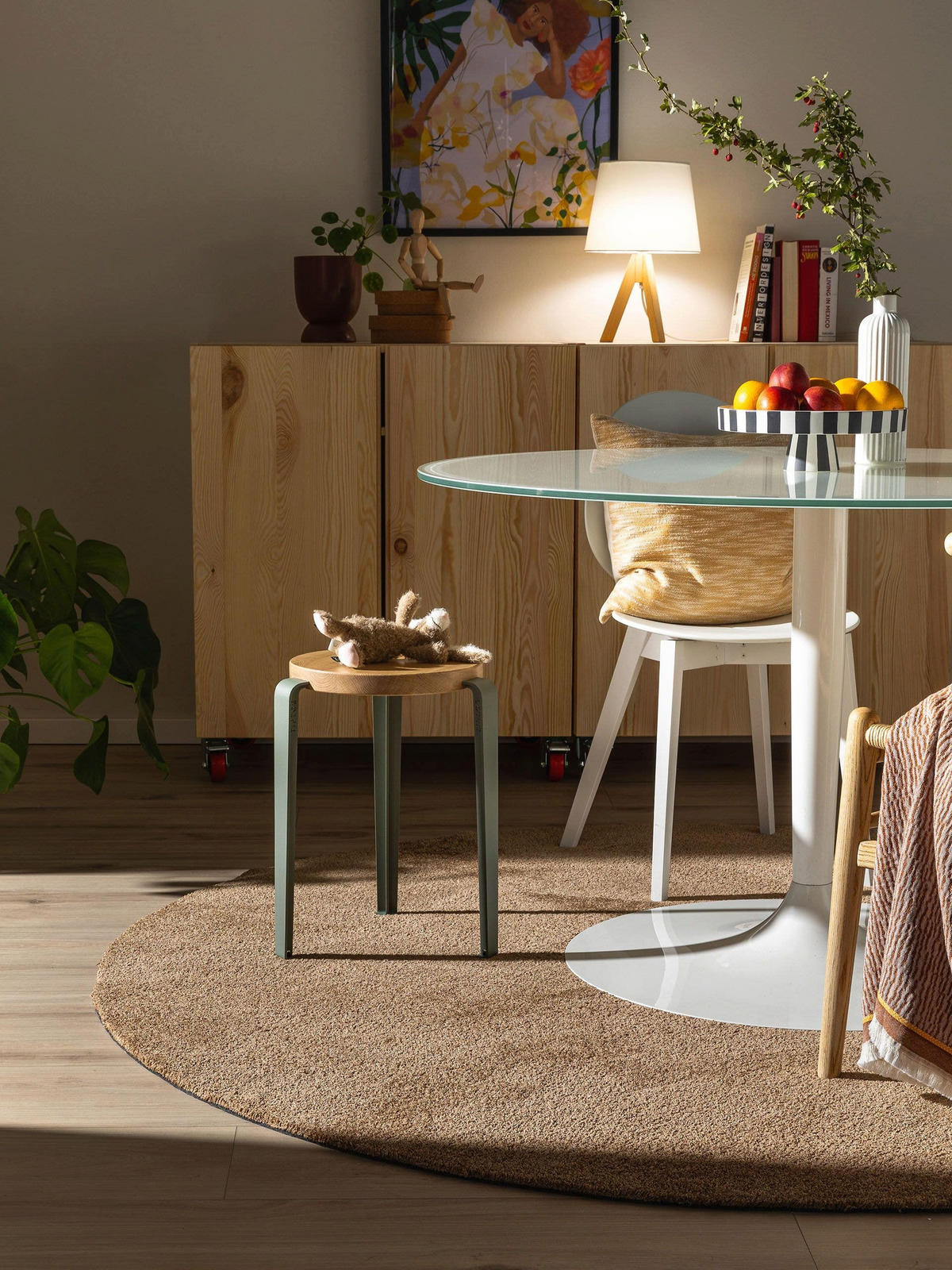 TEPPICH Nina waschbar ø 200 cm rund - Beige, Kunststoff (200/200cm) - benuta Nest