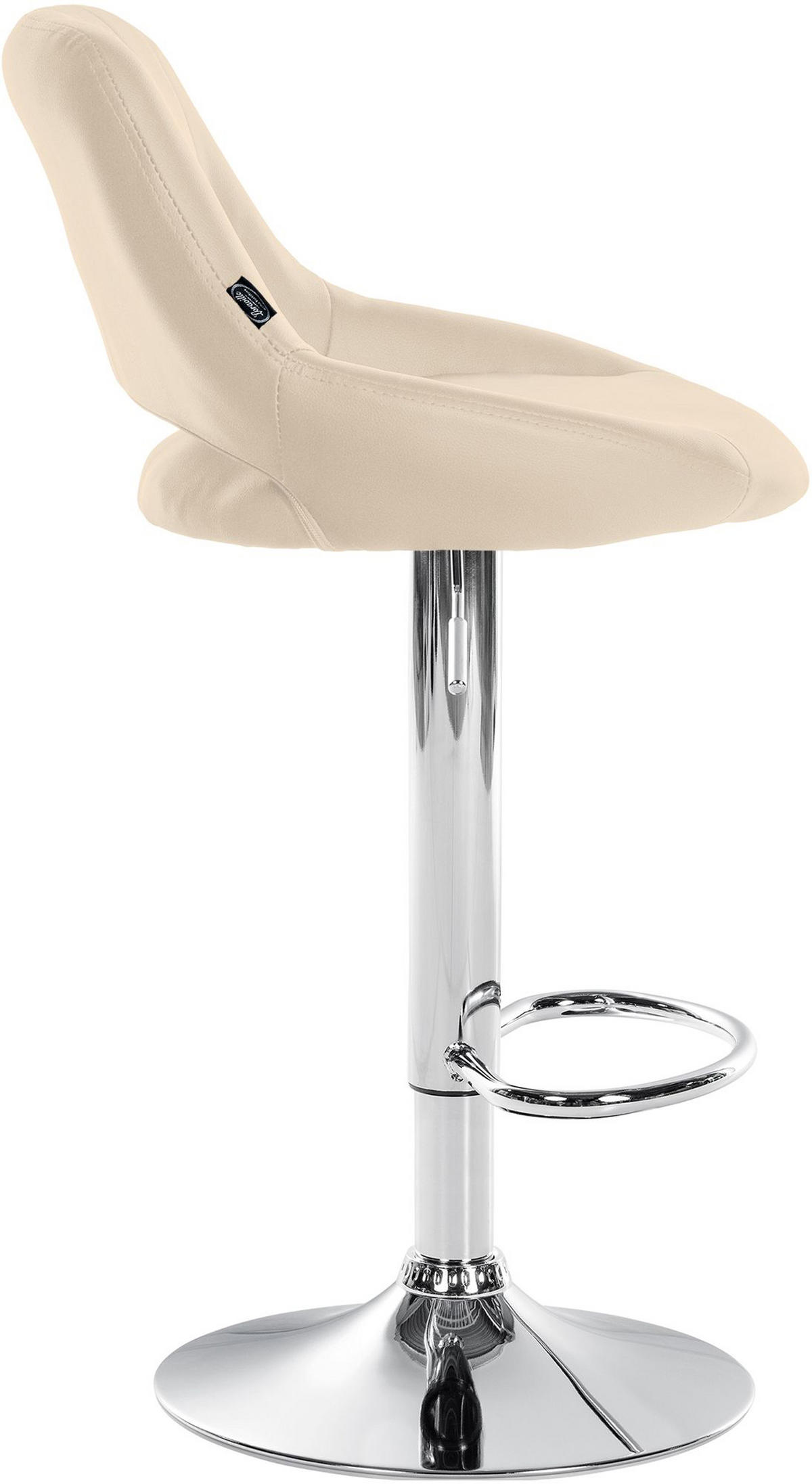 BARHOCKER Milos Kunstleder chrom creme - Chromfarben/Naturfarben, Kunststoff/Metall (47/106/48cm) - TPFLiving