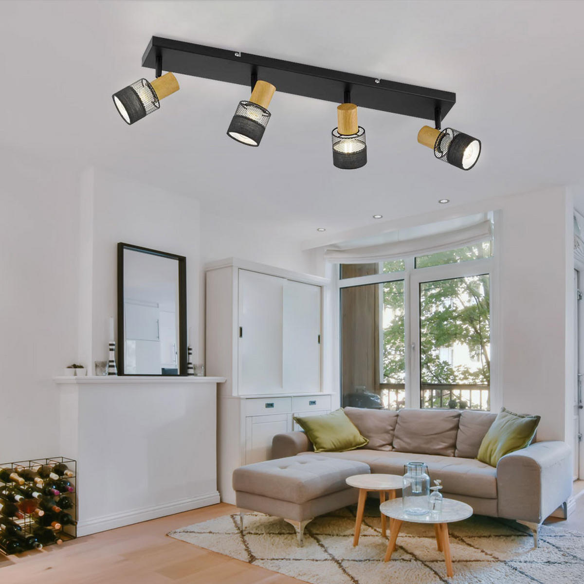 LED DECKENLEUCHTE Holzoptik Braun - Schwarz, Holz (78.5/8/17cm)