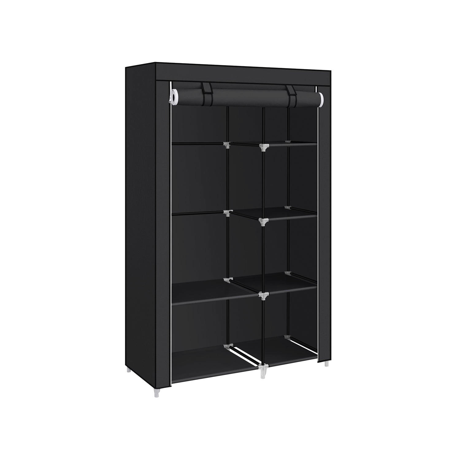 STOFFSCHRANK Mamoudzou - Schwarz, Kunststoff (105/168/45cm) - Hansiro
