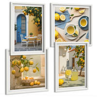 BILDER SET 4er Set - 50x50 cm & 40x60 cm Weißer Rahmen - Zitronenlimonade blaue Tür - Weiß, Kunststoff (50/50cm) - TULUP