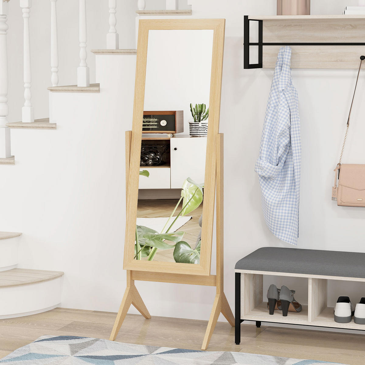 STANDSPIEGEL DE-17940 verstellbarer Neigungswinkel Eiche - Eichefarben, Holzwerkstoff (47/148/46cm) - ComfortXL