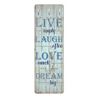 WANDGARDEROBE - Live simply 34/105 cm - Blau, Holzwerkstoff (34/105/1.6cm) - Bilderwelten