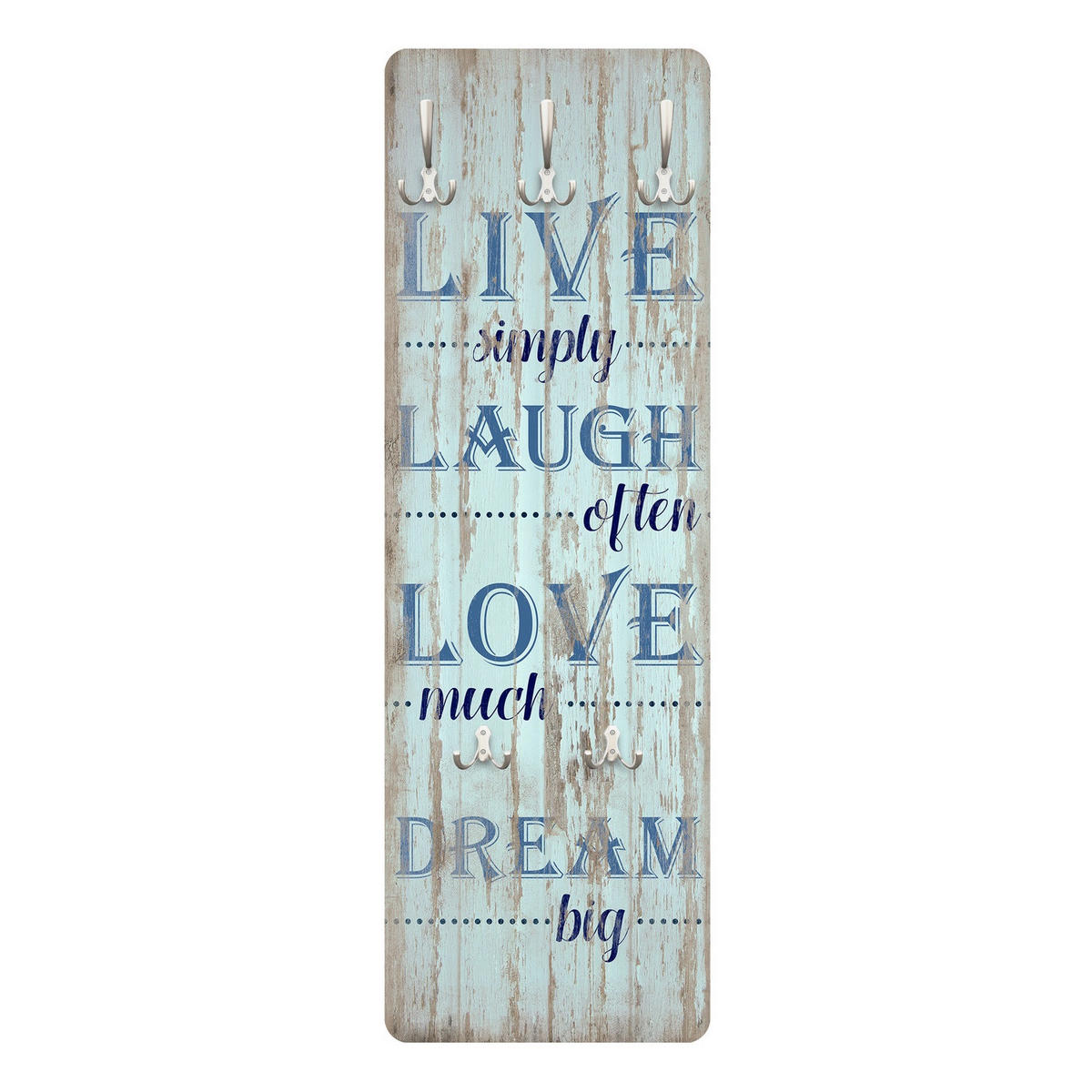 WANDGARDEROBE - Live simply 34/105 cm - Blau, Holzwerkstoff (34/105/1.6cm) - Bilderwelten