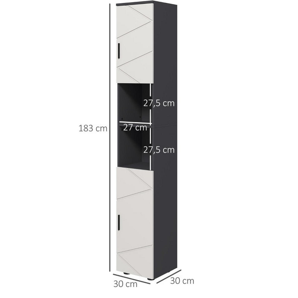 BADEZIMMERSCHRANK schmal 183 x 30 x 30 cm Dark Gray - Dunkelgrau, Holzwerkstoff (30/183/30cm) - Beauniv
