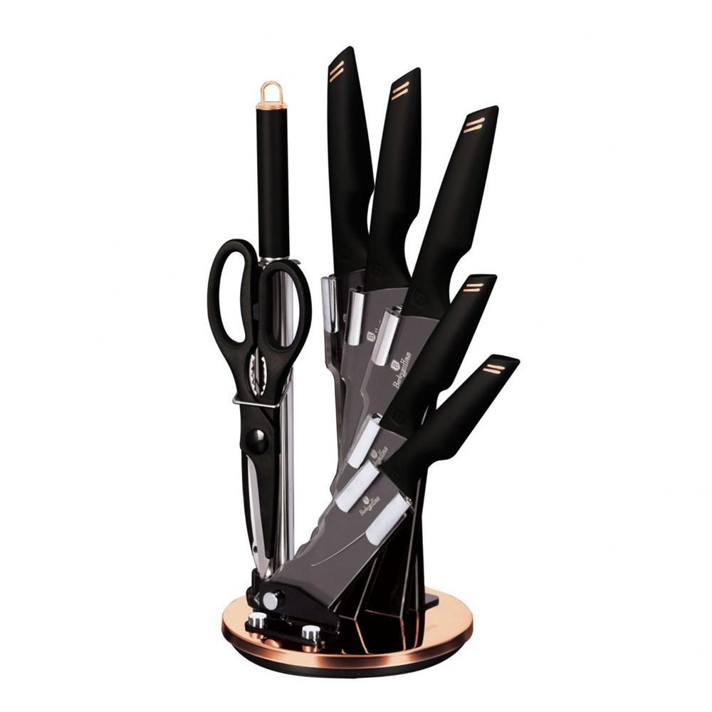 MESSERSET Schwarz 30/10/30 cm BH2692 - Schwarz, Metall - Berlinger Haus