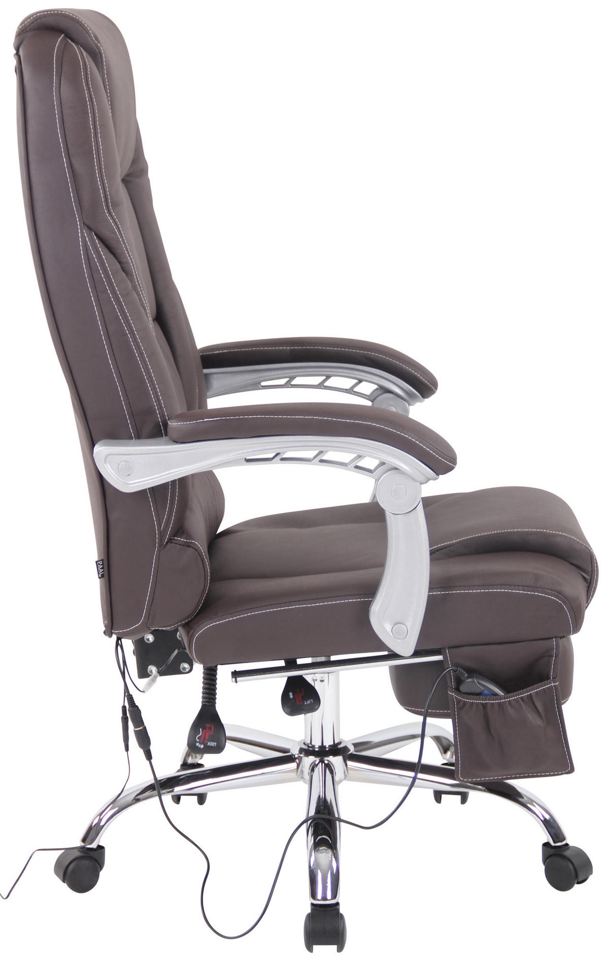 CHEFSESSEL Echtleder Braun - Chromfarben/Braun, Leder/Metall (69/118/64cm) - CLP