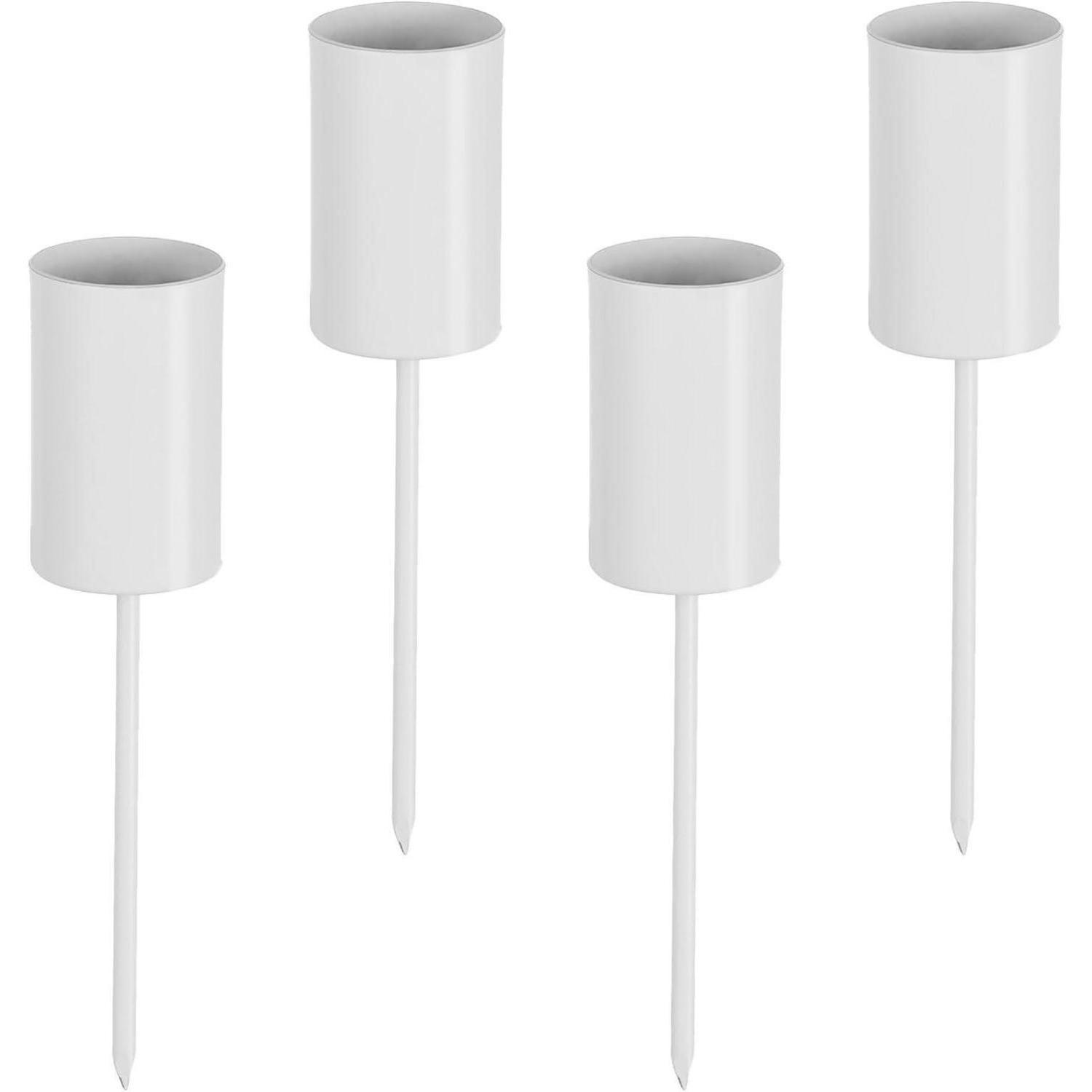 KERZENHALTER 4er Set Stabkerzenhalter zum Stecken Metall Weiß 11 cm - Weiß, Metall (5/3/5cm)