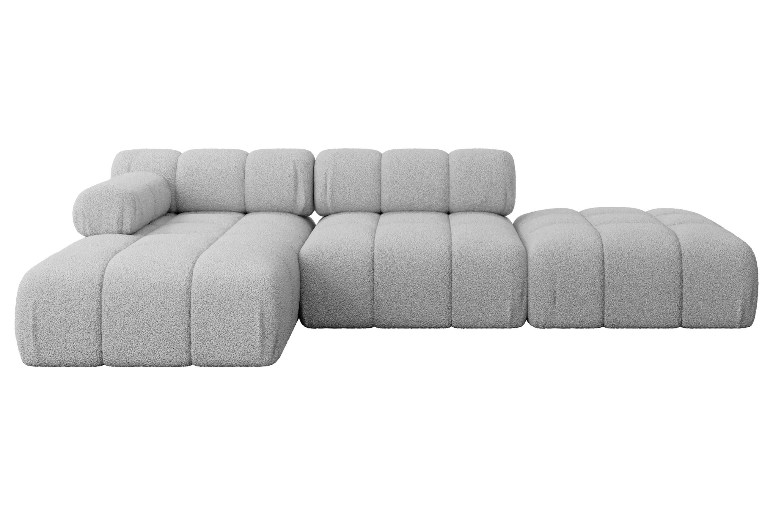 ECKSOFA modulares Sofa Lizur-L1 - 285x160x70 cm Hellgrau Bouclé - Hellgrau, Holzwerkstoff/Textil (285/160cm) - ALTDECOR