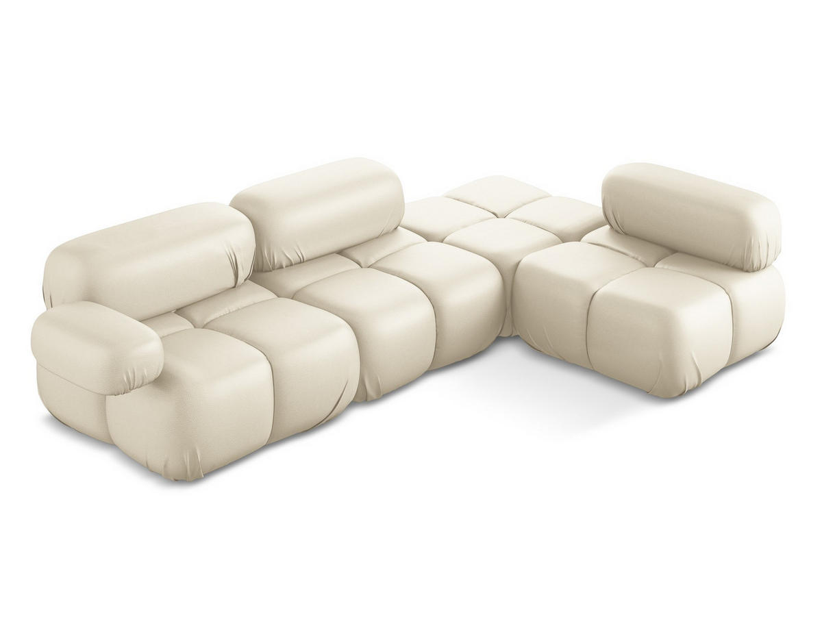 ECKSOFA Rechts Kunstleder Beige - Beige/Creme, Leder/Kunststoff (285/190cm) - Makamii