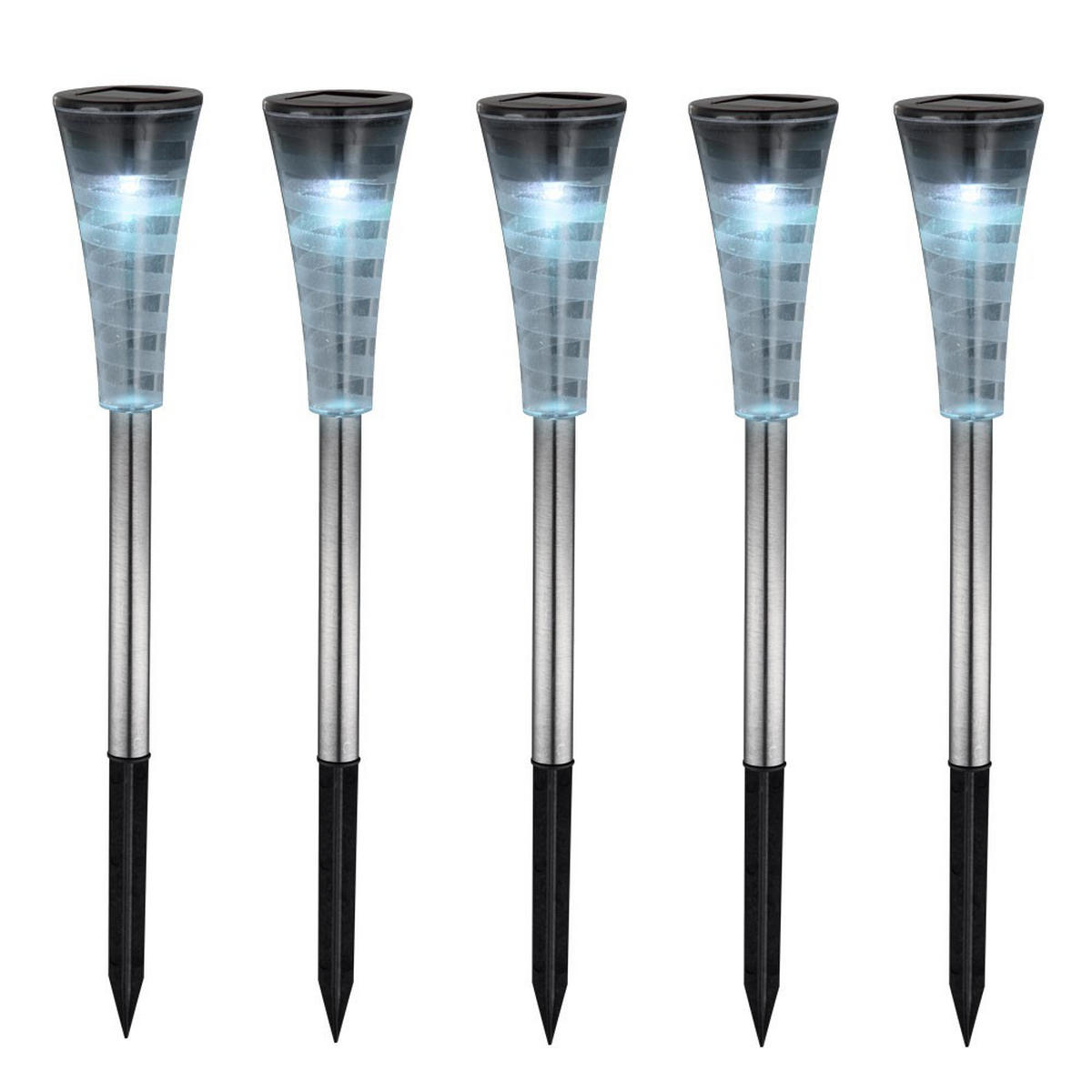 LED AUSSENLEUCHTE Edelstahl Silber RGB 5er Set - Silberfarben, Metall (4/4/27cm) - Globo Lighting