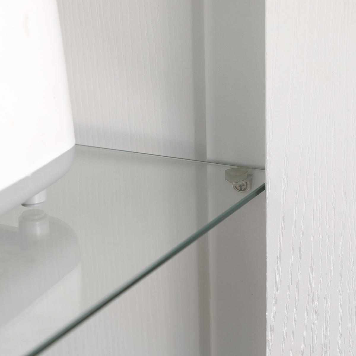 VITRINENSCHRANK DE-11034 7 Böden (3 aus Glas) mit 2 Türen Weiß - Weiß, Holzwerkstoff (36/160/76cm) - ComfortXL