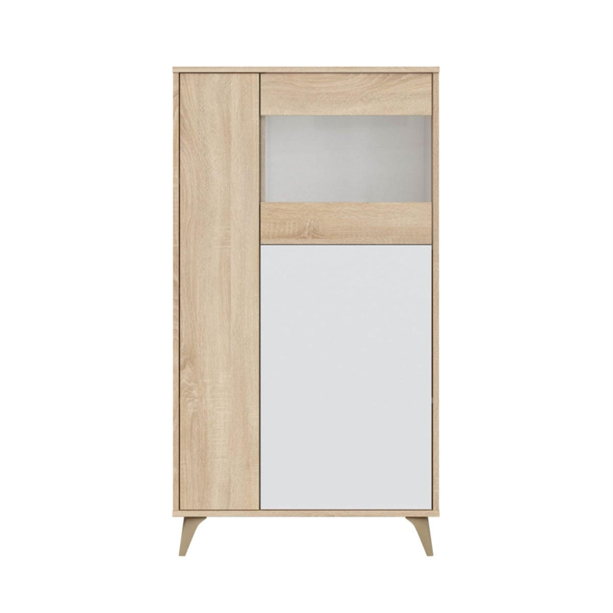 VITRINE 3 Türen mit Regalen Kikua Plus - H142cm - Weiß, Holzwerkstoff (33/142/77cm) - Calicosy