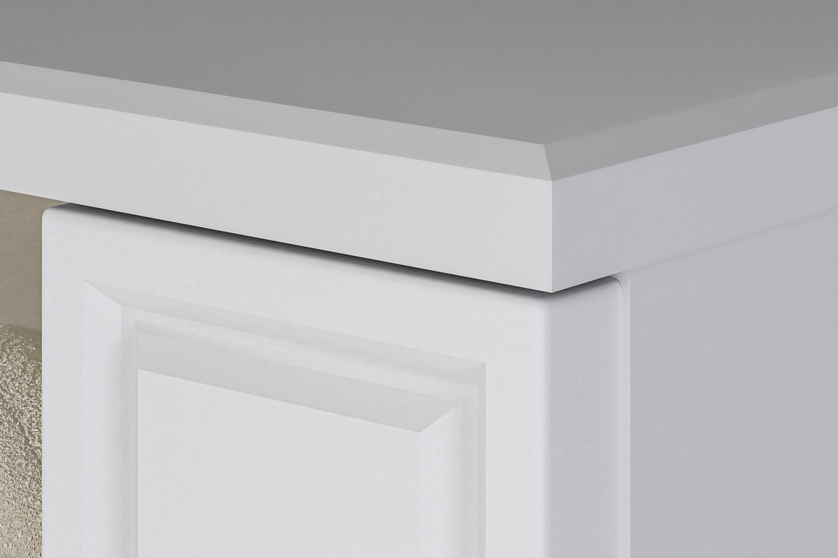 VITRINENSCHRANK ISORIA mit Beleuchtung, Glas Weiß - Goldfarben/Weiß, Holz/Metall (92/152/40cm) - KONSIMO®