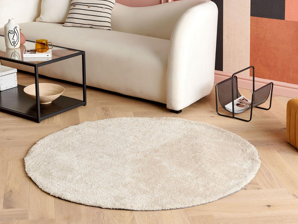 SHAGGY-TEPPICH Demre 140/140 cm - Beige, Kunststoff (140/140cm) - Beliani