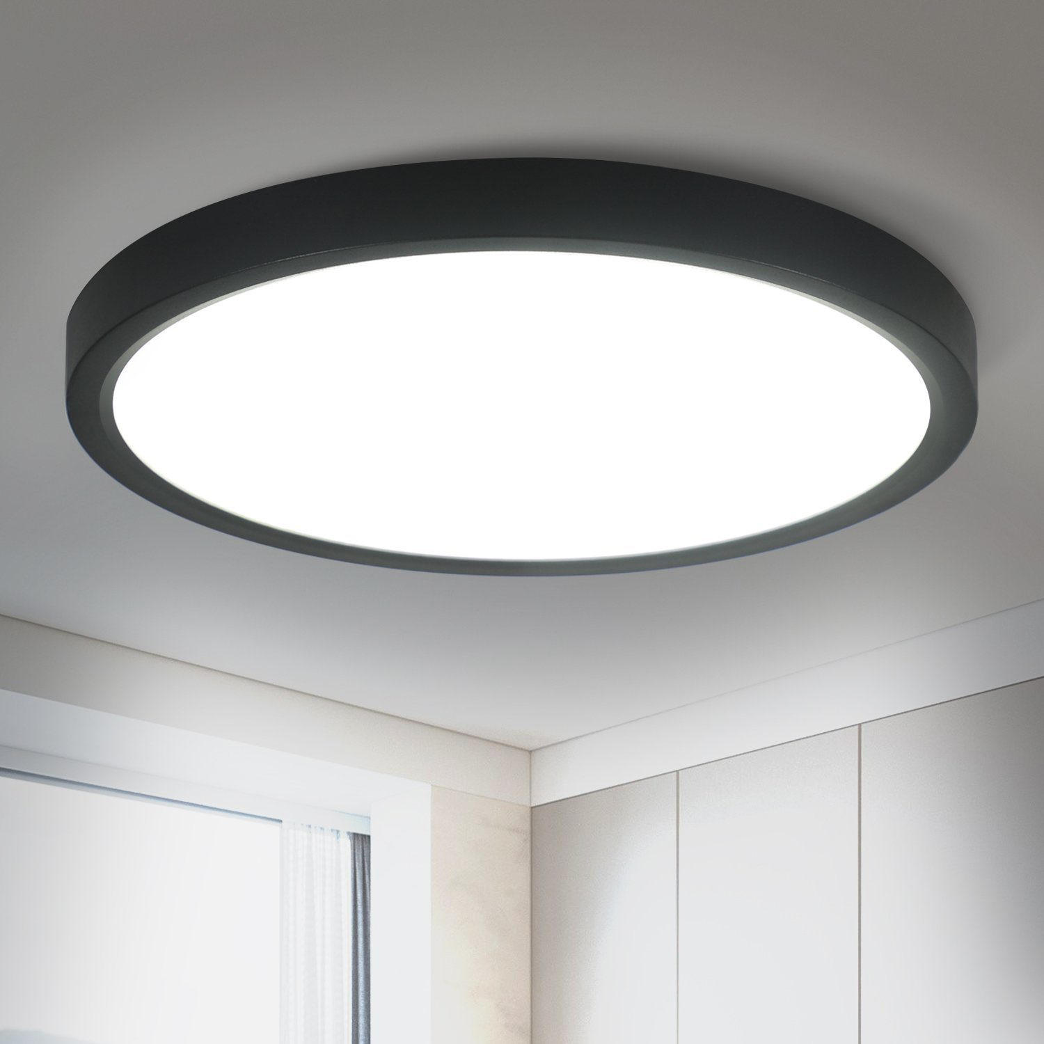 LED-DECKENLEUCHTE Berlin 23 cm - Schwarz, Kunststoff (23/23/2.5cm) - Nettlife