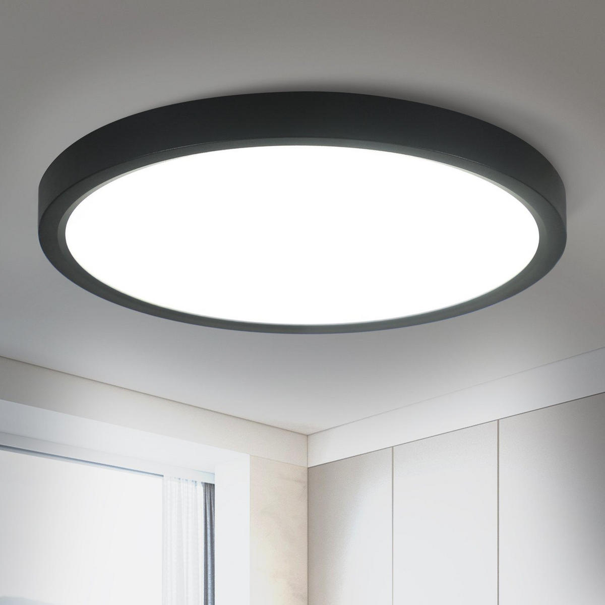 LED-DECKENLEUCHTE Berlin 23 cm - Schwarz, Kunststoff (23/23/2.5cm) - Nettlife