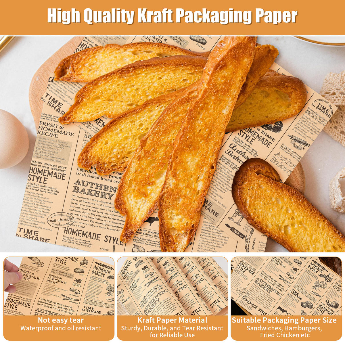 DELI Papier 100 Blatt 32x22 cm Burger Wrap Papier fettabweisend Pommes - Multicolor, Karton (32/0.2/22cm)