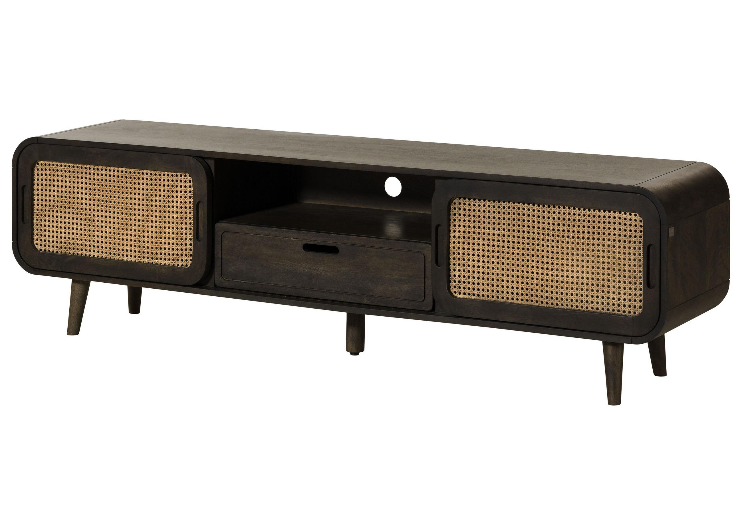 TV-BOARD Mango 180x40x50 dunkelgrau lackiert VALENCIA #222 - Grau, Holz (180/50/40cm) - Massivmoebel24