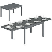 GARTENTISCH DE-14225 135-270 cm für 6-10 Personen Grau - Dunkelgrau, Metall (270/90/75cm) - ComfortXL