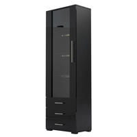 VITRINE 60/35/180 cm Schwarz aus MDF mit LED-Beleuchtung - Schwarz, Holzwerkstoff (35/180/60cm) - OKMYHOME