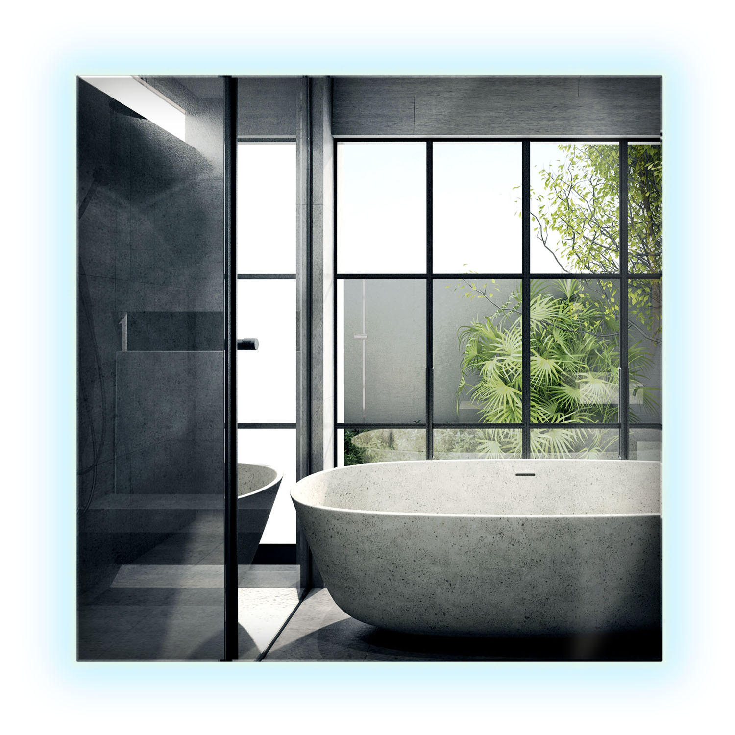 Wallfluent Led-Spiegel Transparent 50x50x0.4 cm
