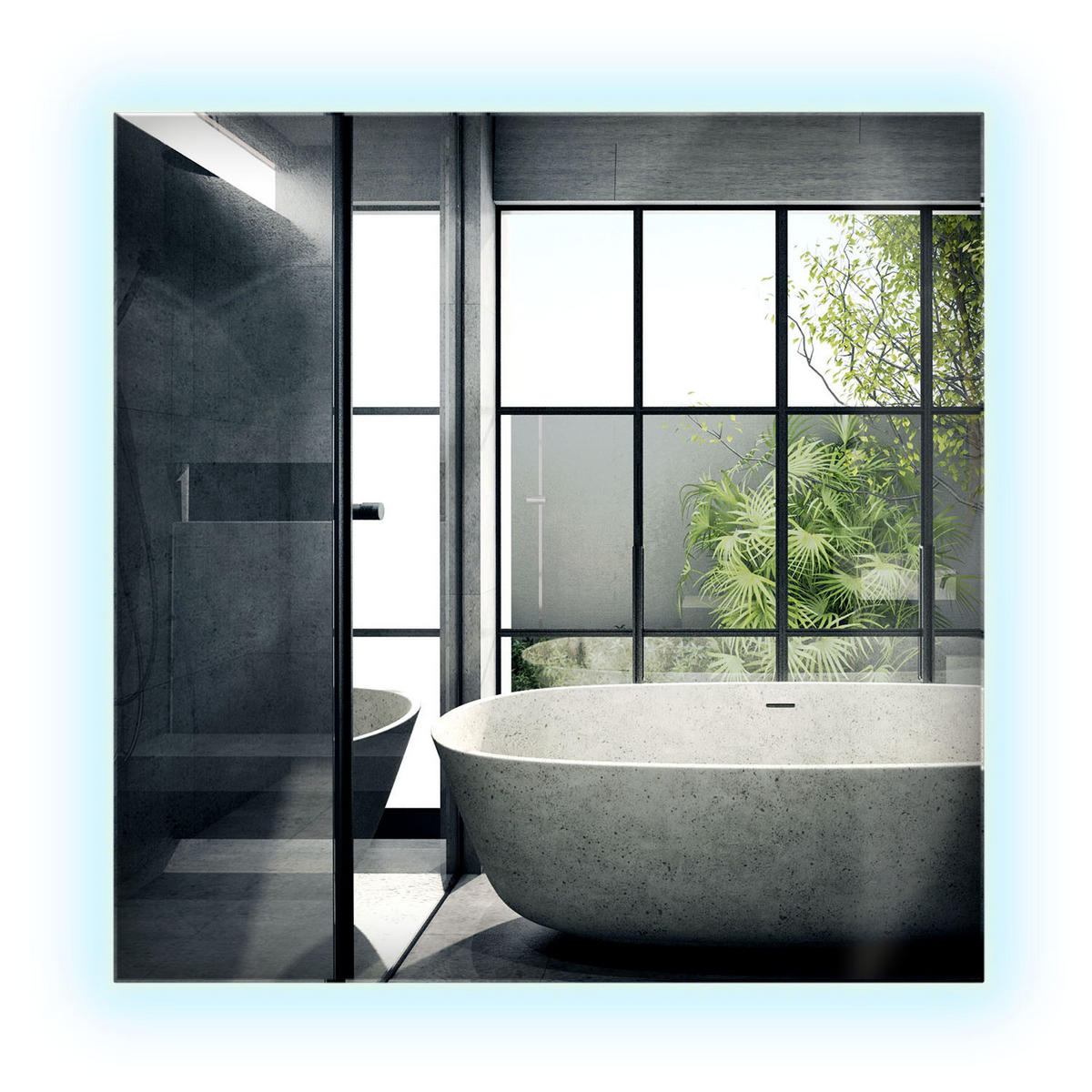 LED-SPIEGEL 50x50 cm Rechteckig Kaltweiß 6000K - Transparent, Glas (50/50/0.4cm) - Wallfluent