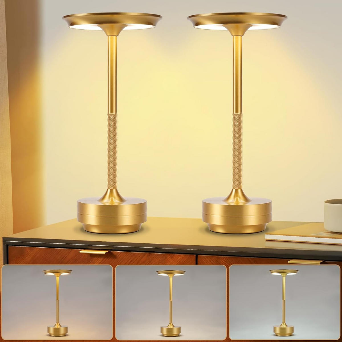 LED TISCHLAMPE Elowen 12.8/12.8/27 cm - Goldfarben, Kunststoff/Metall (12.8/12.8/27cm) - ZMH