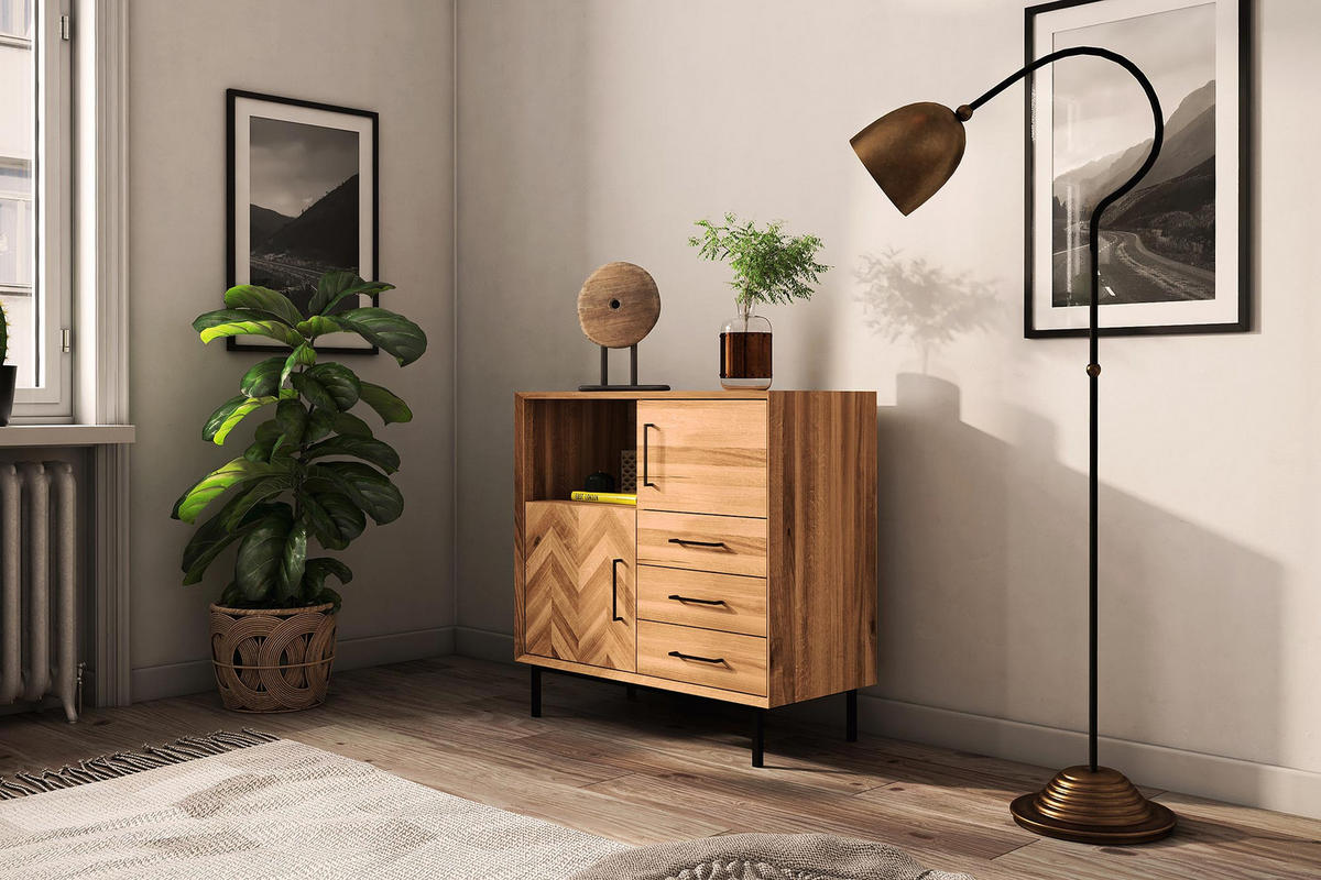 KOMMODE HOCH LEON Wildeiche - Wildeiche, Holz (97/95/45cm) - byoak