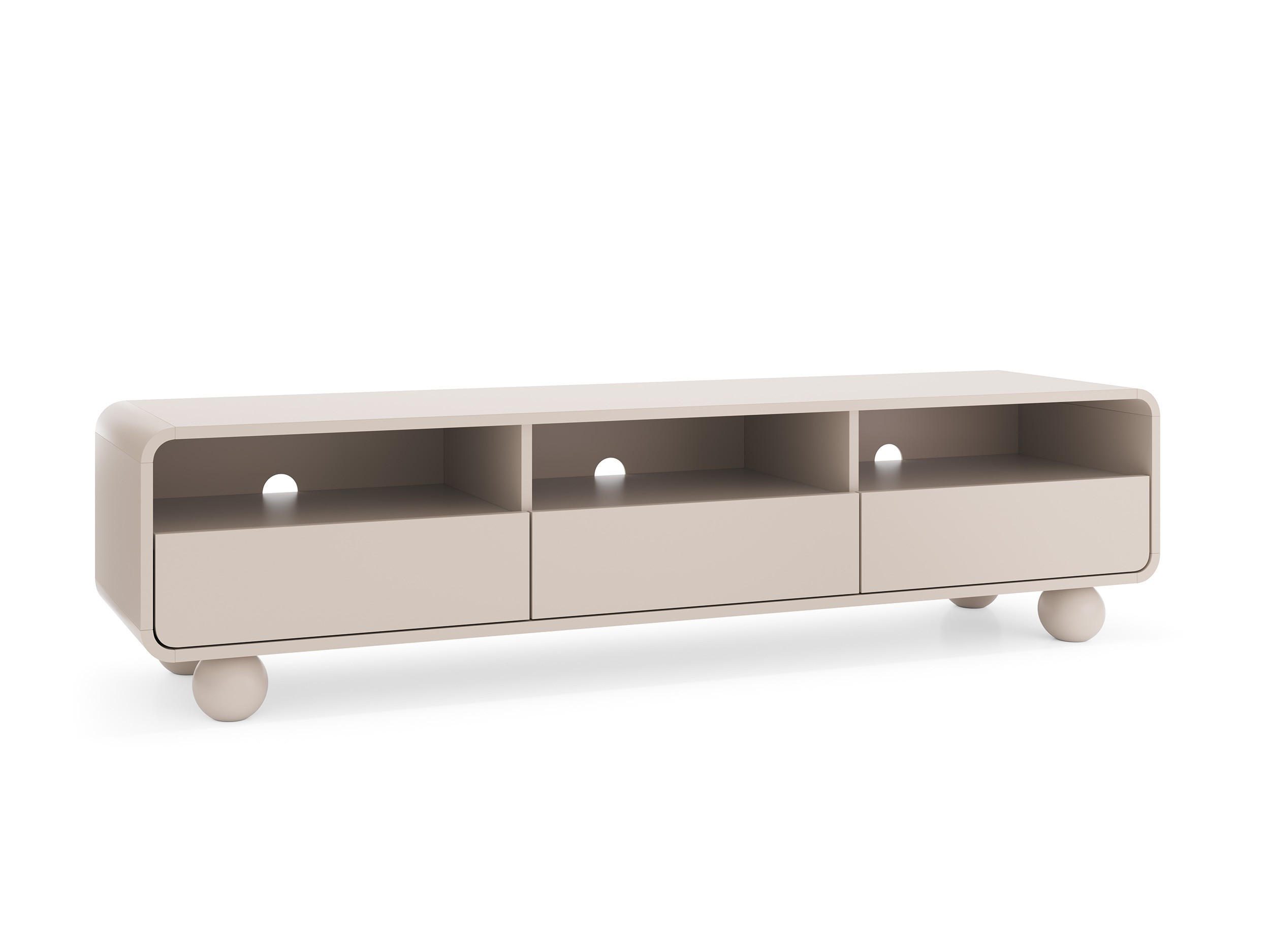 RTV-SCHRANK Alvion Kaschmir, mit abgerundeten Kanten und Kugelfüßen - Kaschmir, Holzwerkstoff (180/44/39cm) - Bettso