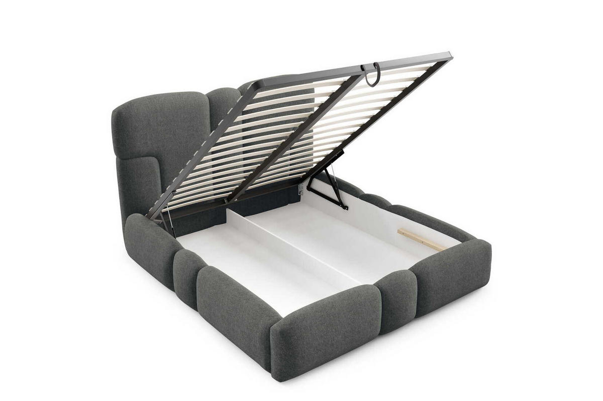 POLSTERBETT 180x200 Safron mit LED, Metall-Lattenrost, Dunkelgrau - Dunkelgrau, Holz/Textil (180/200cm) - Emporius