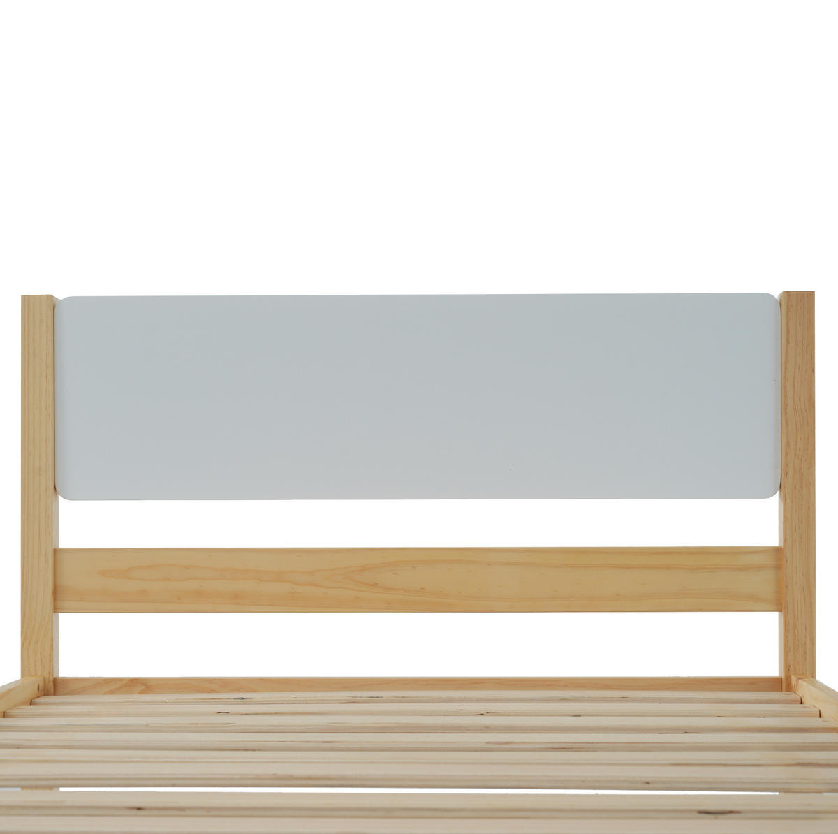 RAHMENBETT 90/200 cm Kiefernholzrahmen mit Kopf- und Fußteil in Weiß und Natur - Naturfarben, Holz (140/200cm) - OKWISH