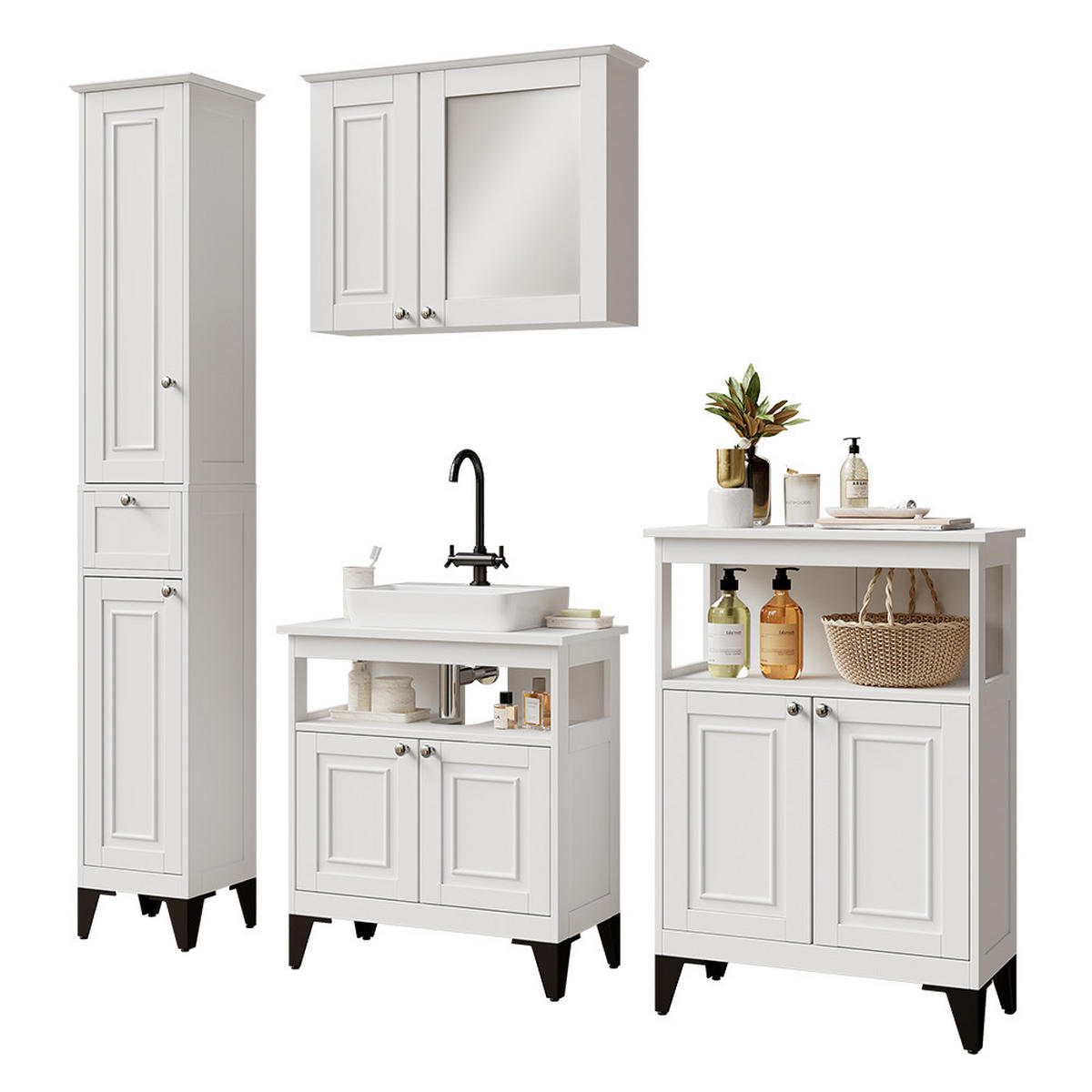 KUPAONSKI SET 4 KOMADA Vanity Bijela 4 dijela - bijela, drvni materijal (60/65/30cm) - Vicco