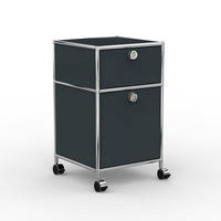 BÜRO-ROLLCONTAINER, Metall, 40 cm, 1 Schublade + 1 Hängeregistratur, Anthrazitgrau - Chromfarben/Silberfarben, Metall (40/68.2/39.7cm) - Versee