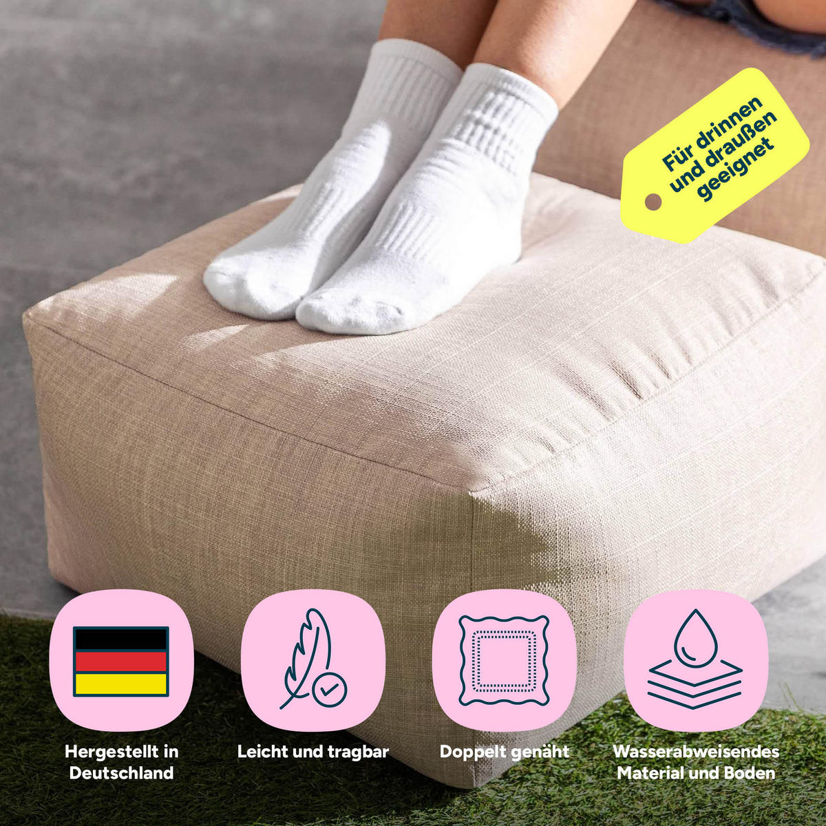 POUF Outdoor Amara - Beige, Textil (40/24/40cm) - icon