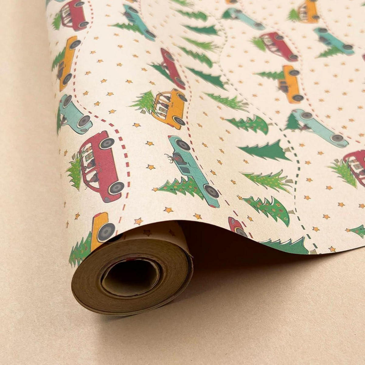 GESCHENKPAPIER Rolle 43 cm x 15 m Weihnachtsbaum Motiv - Braun, Papier (4/4/43cm)