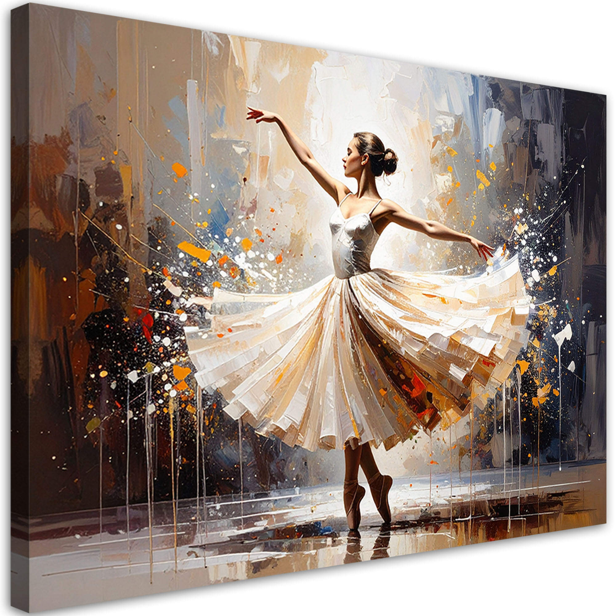 BILD auf Leinwand, Ballerina Tänzerin Frau - Beige, Textil (60/40cm) - Feeby