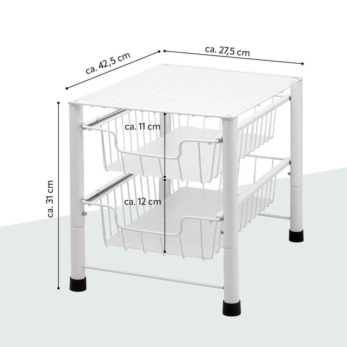 SCHUBLADENREGAL, weiß, Metall, Kunststoff - Weiß, Metall (27.5/31/42.5cm) - bremermann
