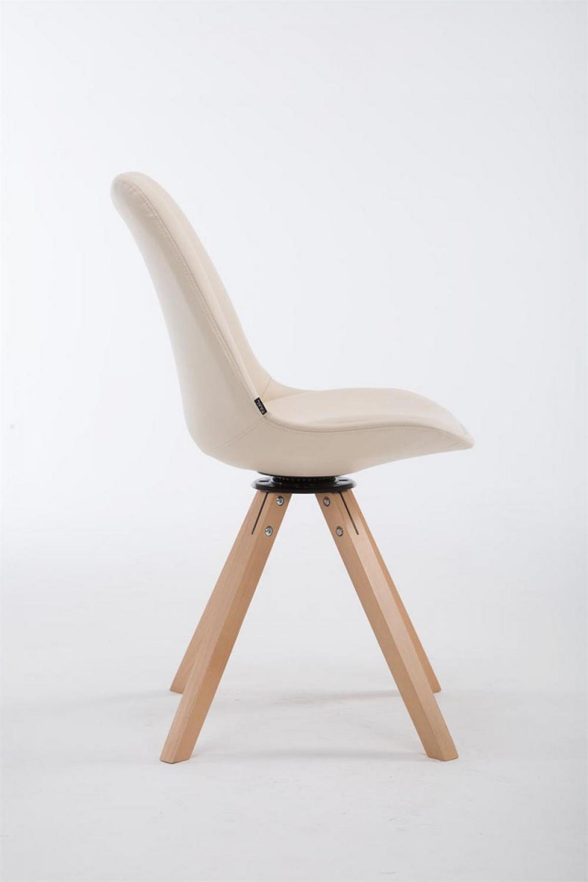 STUHL Lederlook Creme - Eukalyptusholzfarben/Creme, Holz/Textil (48/84/56cm) - CLP