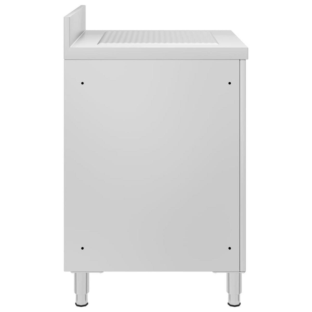 KÜCHENSCHRANK Gewerbe Mit Abtropffläche Edelstahl - Silberfarben, Metall (60/96/60cm) - vidaXL