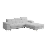ECKSOFA mit Schlaffunktion Ottomane Rechts COMA L 271x203x79 Hellgrau Bouclé - Edelstahlfarben, Holzwerkstoff/Textil (203/271cm) - ALTDECOR