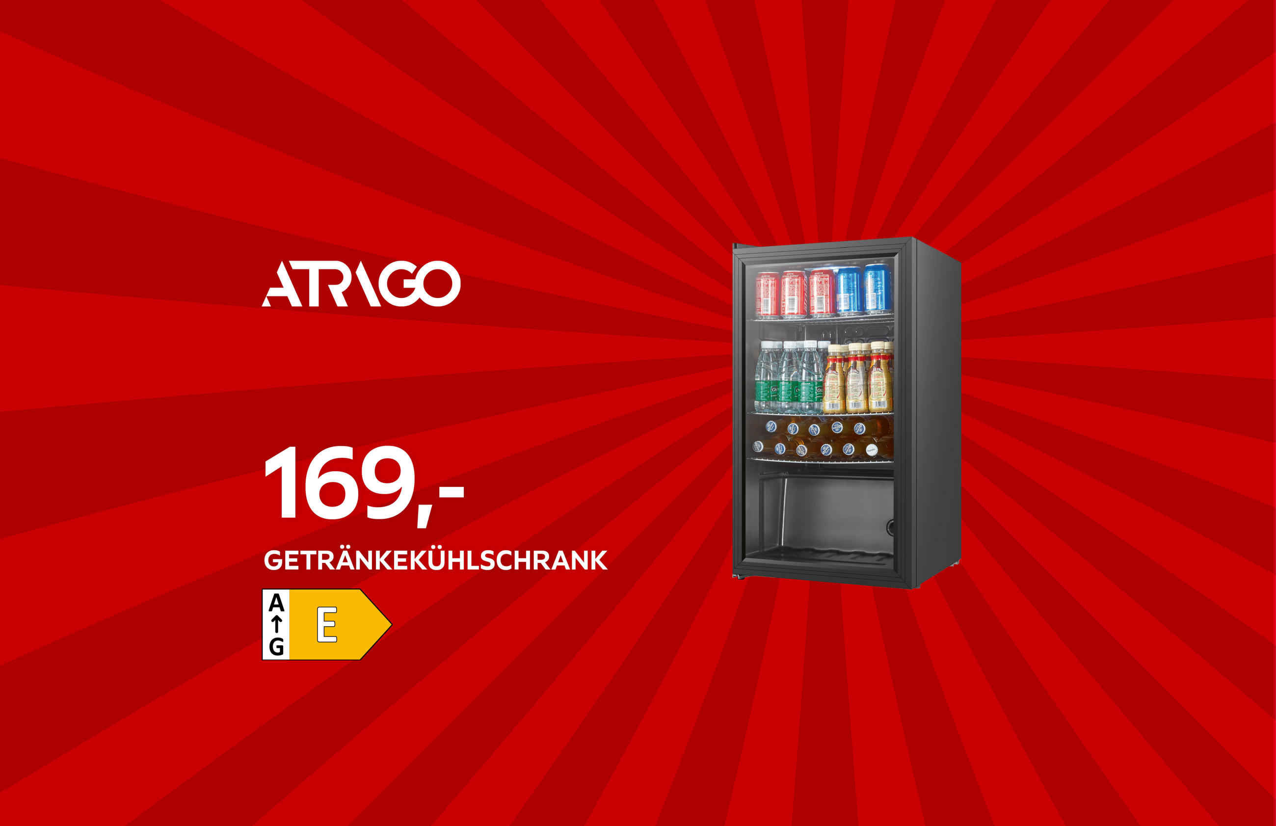 Atrigo Getränkekühlschrank 169€ Energieeffizienz Zeichen: E