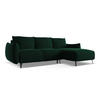 ECKSOFA mit Schlaffunktion Samt Stoff Grün - Dunkelgrün/Schwarz, Textil/Metall (242/162cm) - Makamii