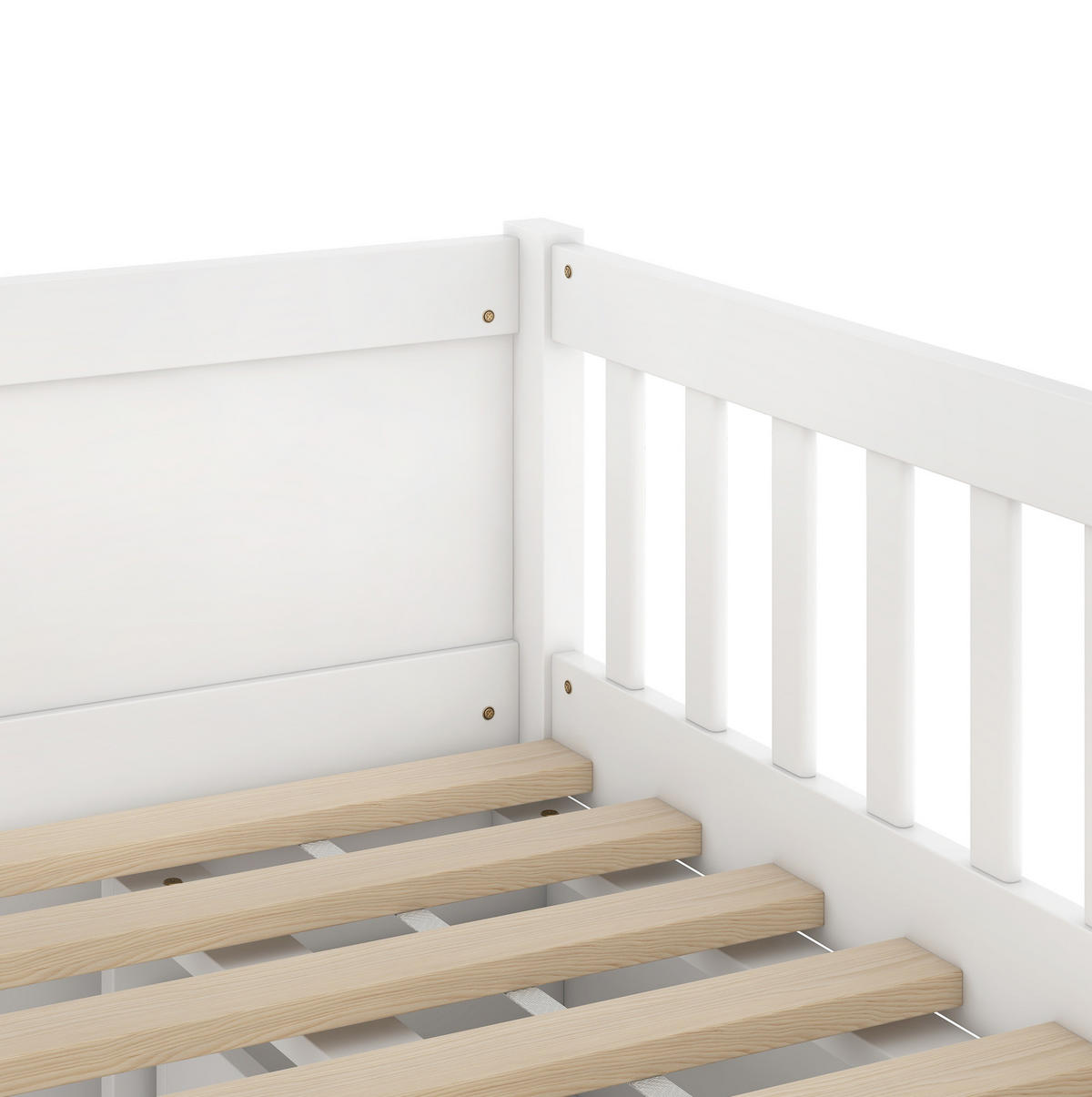 VISOKA postelja 90/200 cm bela s 4 predali, lestvijo in varovalom iz bora in MDF - bela, les (90/200cm) - OKWISH
