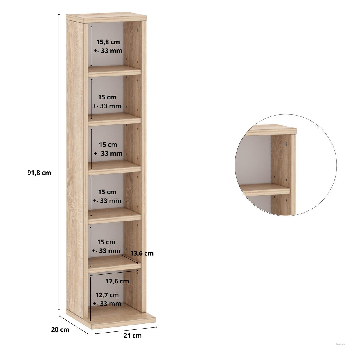 REGAL Spanplatte Sonoma - Sonoma Eiche, Holzwerkstoff (21/92/20cm) - Target Home