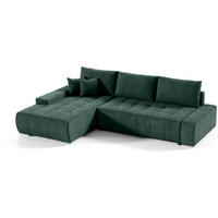 ECKSCHLAFSOFA Draco L Grün - Silberfarben/Grün, Textil/Metall (267/186cm) - Beautysofa