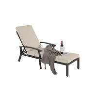 GARTENLIEGE aus Aluminium 204x58x100/30 cm Beige mit 5-fach verstellbarer Rückenlehne und Baumwollkissen - Beige, Metall (58/100/204cm) - Modfu