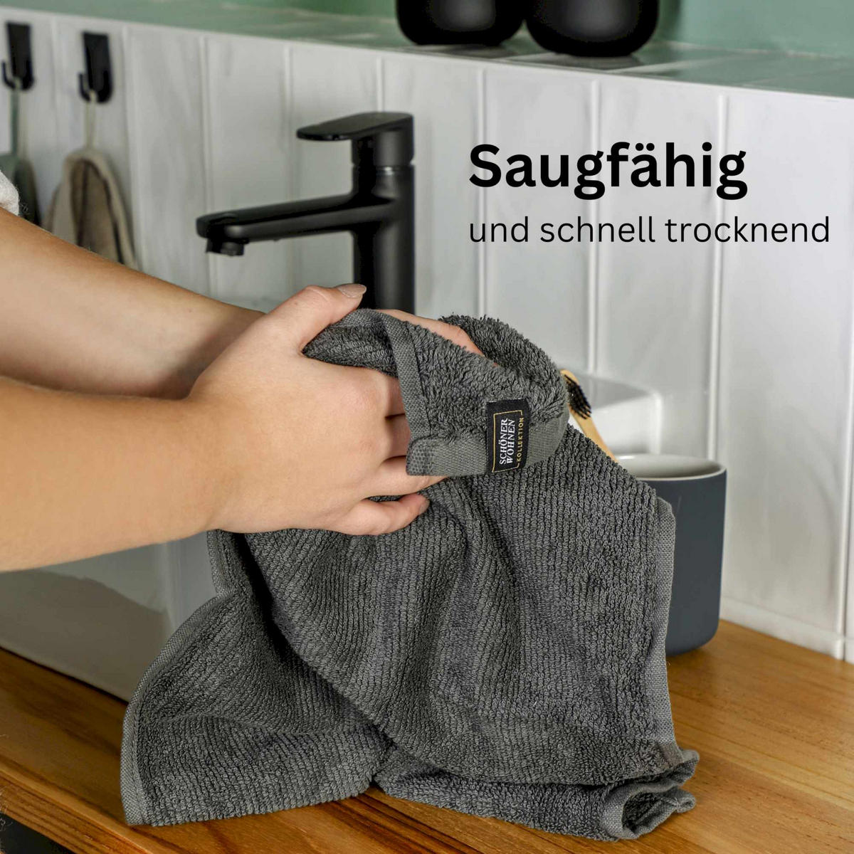 GÄSTEHANDTUCH SENSE-6 - Anthrazit, Textil (30/50cm) - Schöner Wohnen