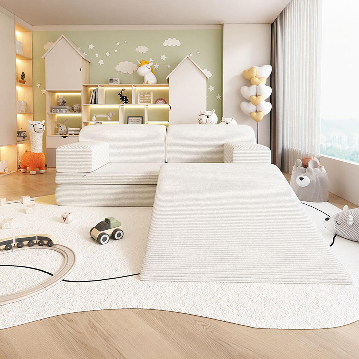SPIELSOFA LIV - Beige, inkl. Rutsche - Beige, Kunststoff/Textil (140/53/70cm) - Home Deluxe