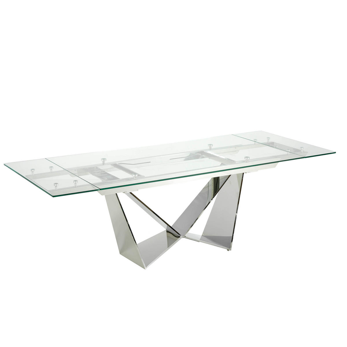 ESSTISCH Rechteckig Glas Stahl 160/90/75 cm - Edelstahlfarben/Transparent, Metall (90/160/75cm) - ANGEL CERDA